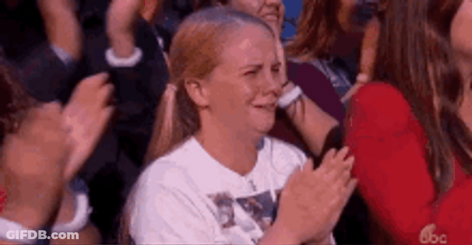 Emotional Woman Clapping Happy Cry GIF