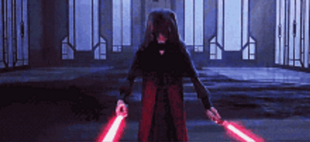 Emperor Palpatine Holding Lightsabers GIF