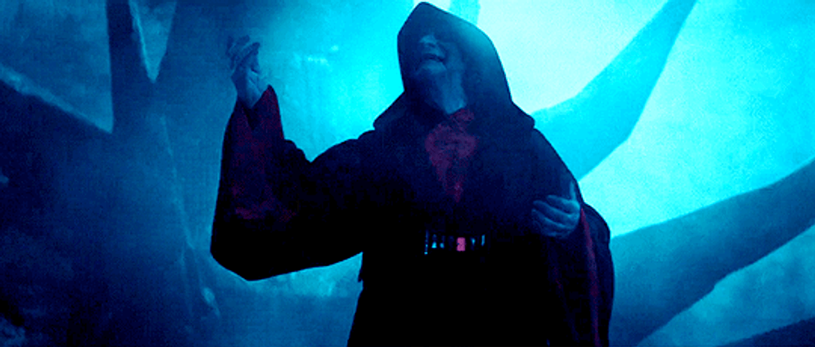 Emperor Palpatine Star Wars Looking Up Raise Hands GIF
