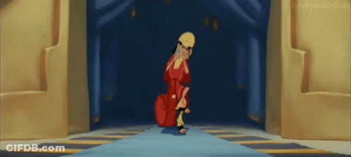 Emperor's New Groove Character On Blue Carpet GIF