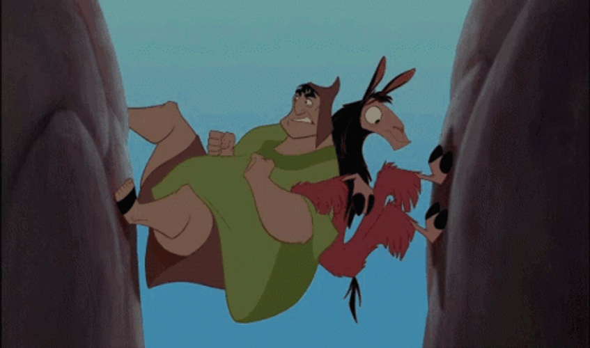 Emperor's New Groove Pacha And Llama Between Rocks GIF