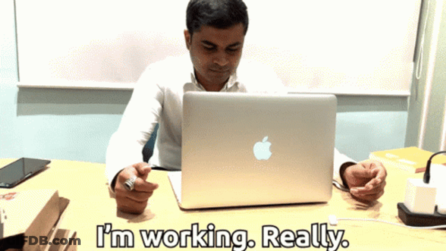 Employee Working Hard Laptop Pizza Meme GIF
