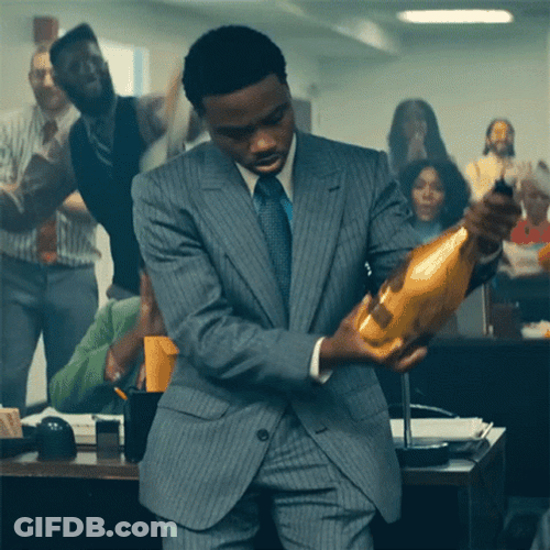 Employees Popping Champagne GIF