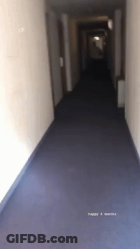 Empty Hallway Saying Happy 3 Months GIF