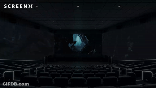 Empty Movie Theater With Screen X Logo GIF