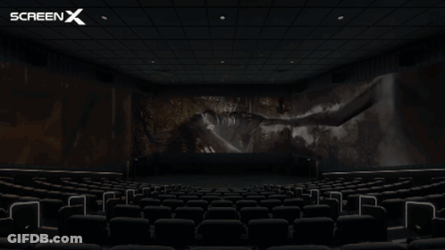 Empty Movie Theater With Screen X Logo GIF