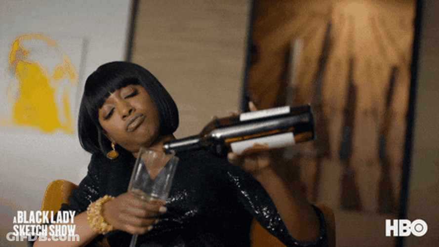 Empty Wine Black Lady GIF