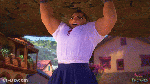 Encanto Cartoon Character Lifting Large Rock GIF
