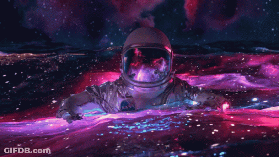 Enchanted Astronaut Floating In Outer Space GIF