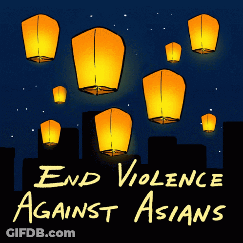 End Violence Against Asians Poster With Lanterns GIF