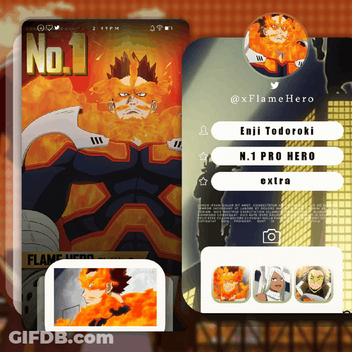 Endeavor Hero Academia Infor Card GIF