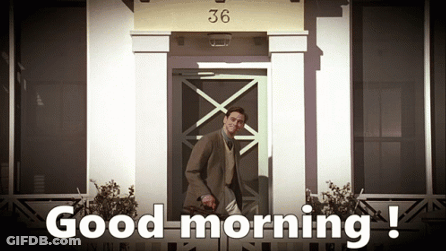 Energetic Jim Carrey Raise Hand Good Morning Team GIF