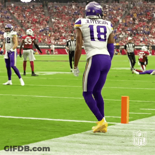 Energetic Justin Jefferson Griddy Dance GIF