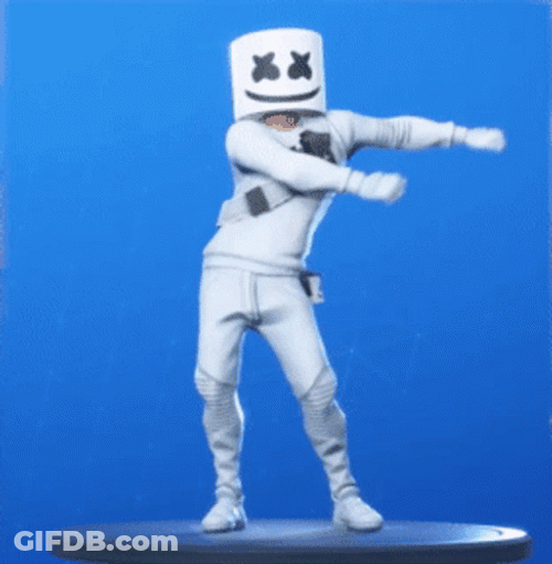 Energetic Marshmello Does Fortnite Dances GIF