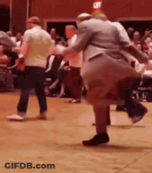 Energetic Old Man Dancing Crowd GIF