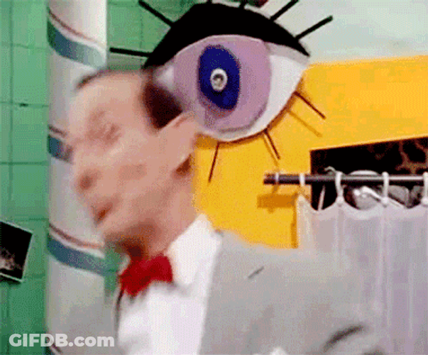 Energetic Pee Wee Herman With Eye Background GIF