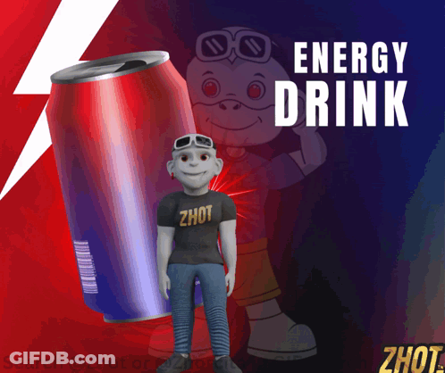 Energy Drink Can With Cartoon Character GIF