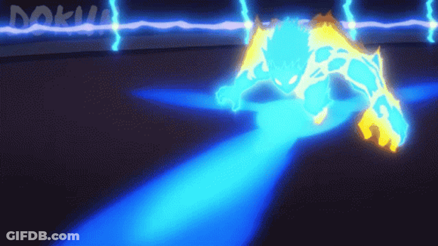 Energy Transformed To Lightning While Deku Is Fighting GIF