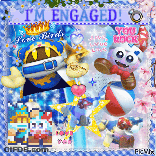 Engaged Love Birds Card You Rock GIF