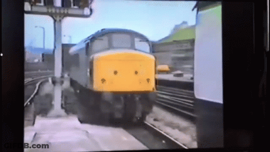 Engine Train Crash The Back Of Other Train GIF