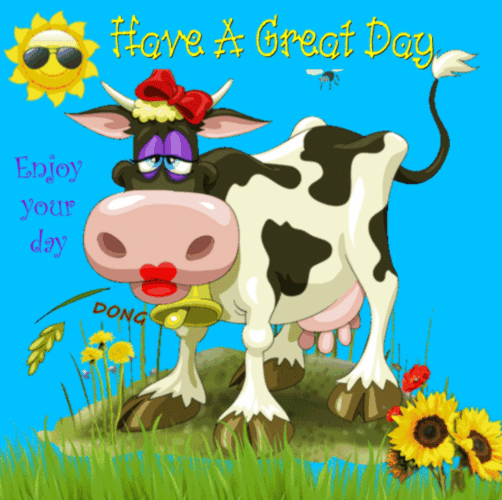 Enjoy Your Day Cow Have A Great Day GIF