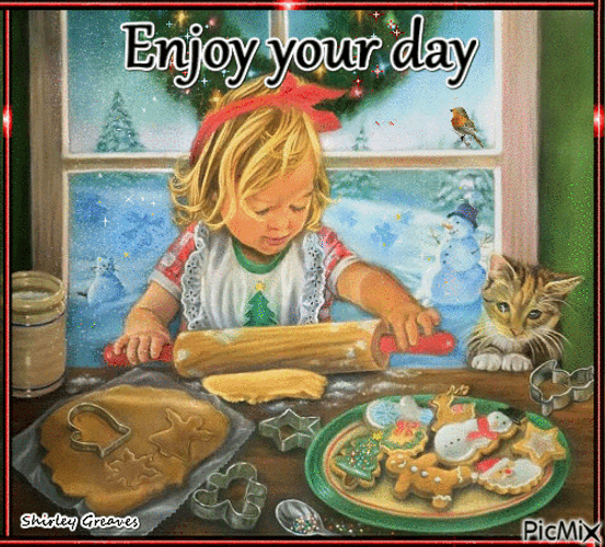 Enjoy Your Day Cute Kid Baking GIF