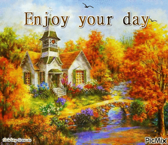 Enjoy Your Day Vintage Landscape Painting GIF