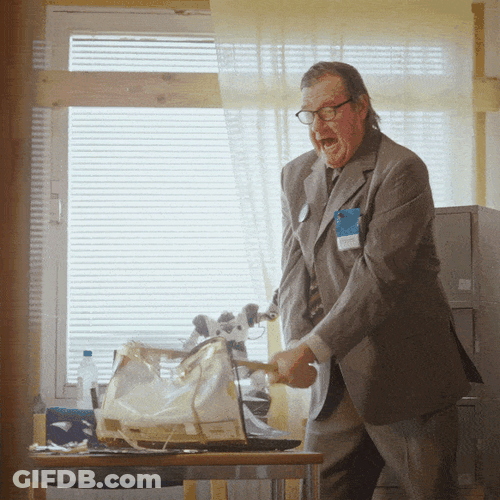 Enraged Smashing Old School Computer GIF