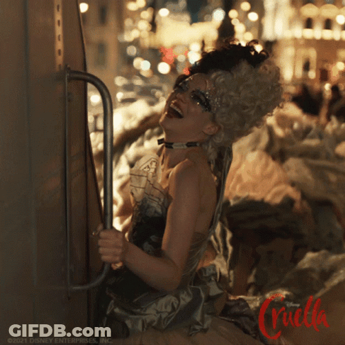Entertaining Cruella Crazy Laugh GIF