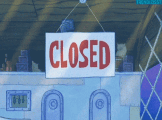 Entertaining SpongeBob Flipping Closed Sign GIF