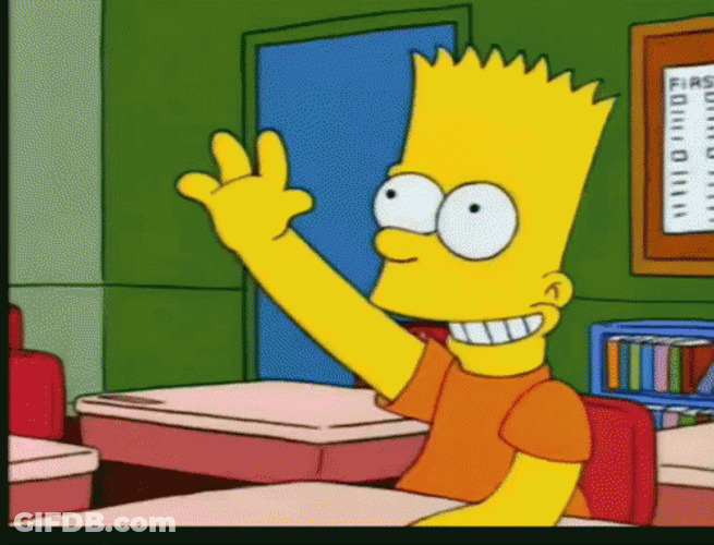Enthusiastic Bart Simpson Raising Hand GIF