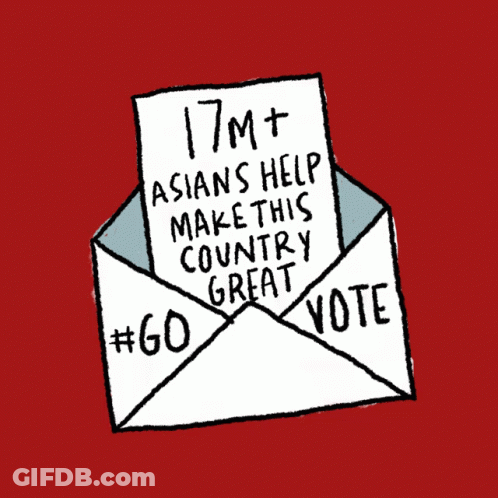 Envelope With Paper Saying 17M+ Asians Help Make This Country Great GIF