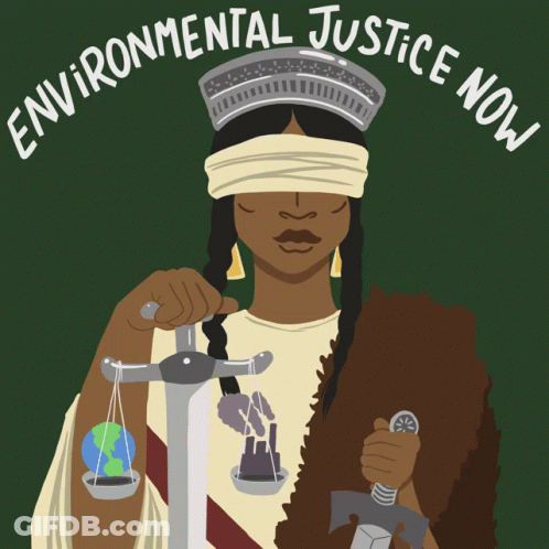 Environmental Justice Now Woman Holding Sword GIF