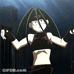 Envy From Fullmetal Alchemist Arms Outstretched In Dark Room GIF
