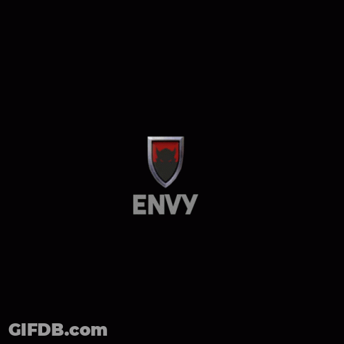 Envy Logo With Red Shield And Black Cat GIF
