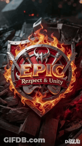 Epic Rezpect & Unity Logo With Guitars And Microphones GIF