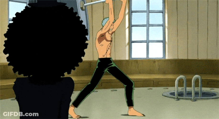Epic Zoro Lifting Weights GIF