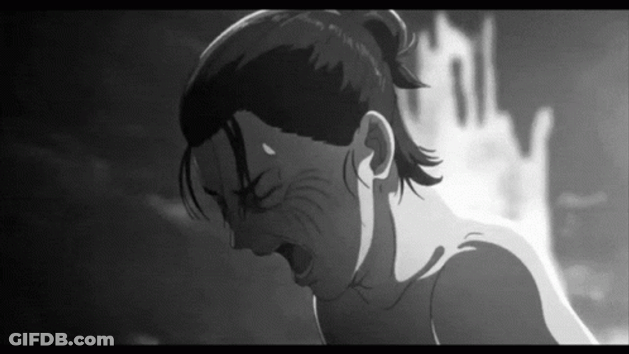 Eren Jaeger Black & White Anime Screaming GIF