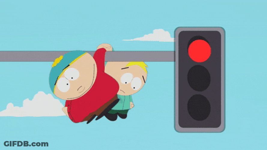 Eric Cartman Hanging Traffic Light Southpark GIF