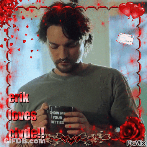 Erik Loves Clyde Man Holding Mug GIF