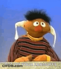 Ernie Sesame Street Ear Muffs Striped Sweater GIF