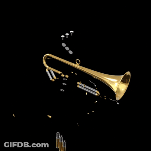 Erratic Spin Brass Bugle Animation GIF