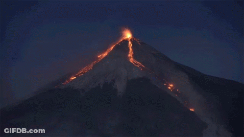 Erupting Volcano At Night GIF