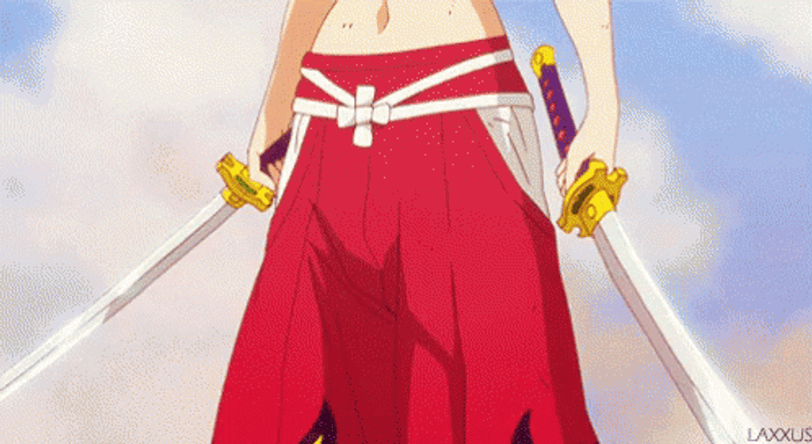 Erza Scarlet Holding Her Swords GIF