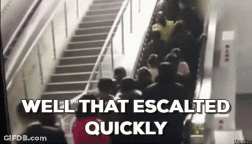 Escalator Malfunction Well That Escalated Quickly GIF