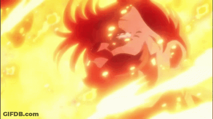 Escanor Burning Like Hell While Standing GIF