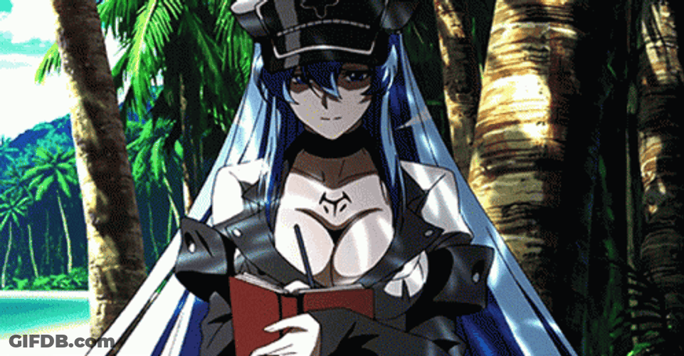 Esdeath Anime Writing In Beach GIF