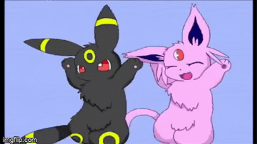 Espeon And Umbreon Happy Dance GIF