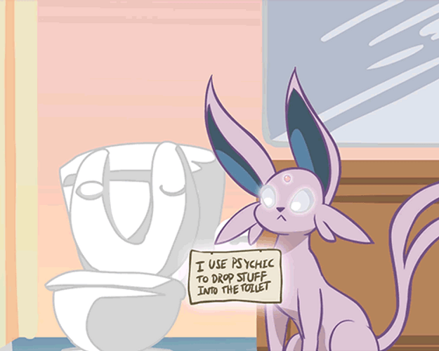 Espeon Uses Powers In The Toilet GIF