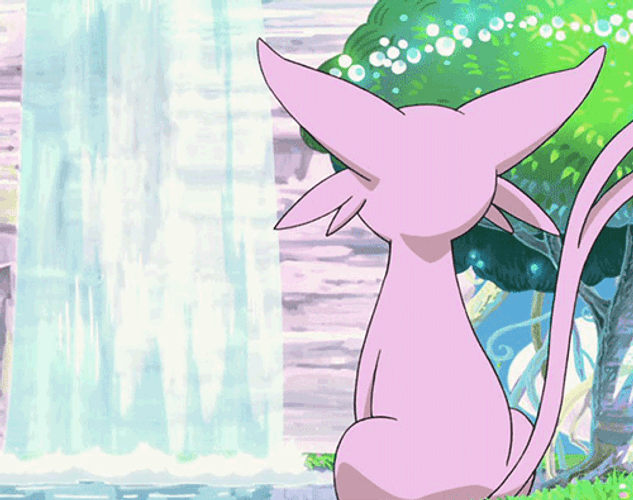 Espeon Watching A Water Fall GIF
